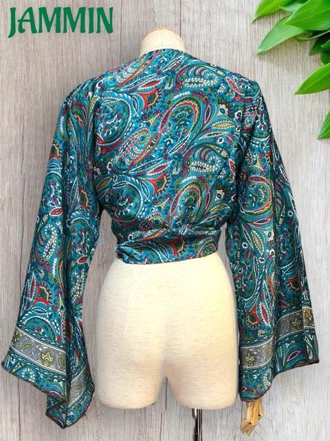 ペーズリー植物柄フレア袖ボレロ チョリ アジアン ヒッピー 衣装 ベリーダンス < 女性ファッション ペーズリー植物柄フレア袖ボレロ チョリ アジアン ヒッピー 衣装 ベリーダンス < 女性ファッションの