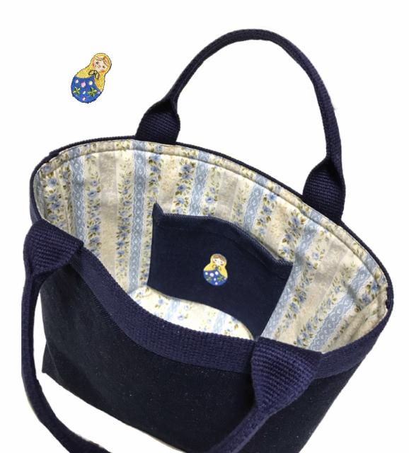 hハンドメイド〓デニムバッグ&ポーチ〓in花柄&マトリョーシカ < 女性ファッション hハンドメイド〓デニムバッグ&ポーチ〓in花柄&マトリョーシカ < 女性ファッションの