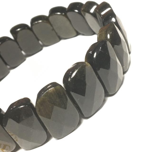 《No.046》キラキラ多面カット ゴールデンオブシディアン < 女性アクセサリー/時計  《No.046》キラキラ多面カット ゴールデンオブシディアン < 女性アクセサリー/時計の