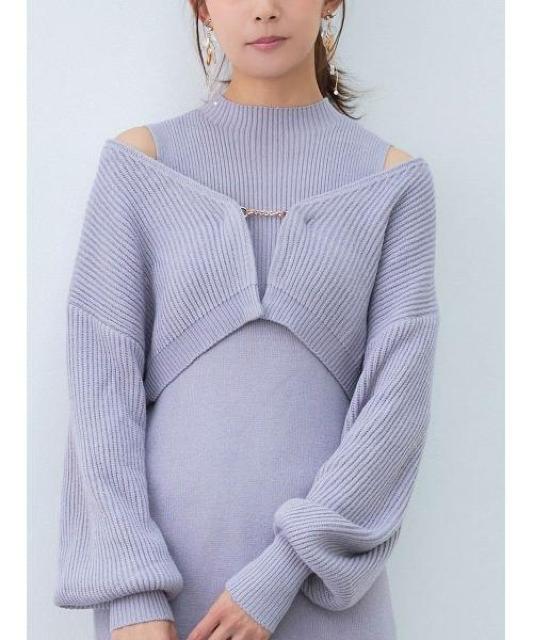 MERCURYDUO★チェーン付カーデセットニットワンピース < 女性ファッション  MERCURYDUO★チェーン付カーデセットニットワンピース < 女性ファッションの