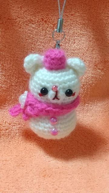 くま雪だるま*編みぐるみストラップ(ショッキングピンク) < ペット/手芸/園芸 くま雪だるま*編みぐるみストラップ(ショッキングピンク) < ペット/手芸/園芸の