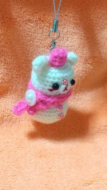 くま雪だるま*編みぐるみストラップ(ショッキングピンク) < ペット/手芸/園芸 くま雪だるま*編みぐるみストラップ(ショッキングピンク) < ペット/手芸/園芸の