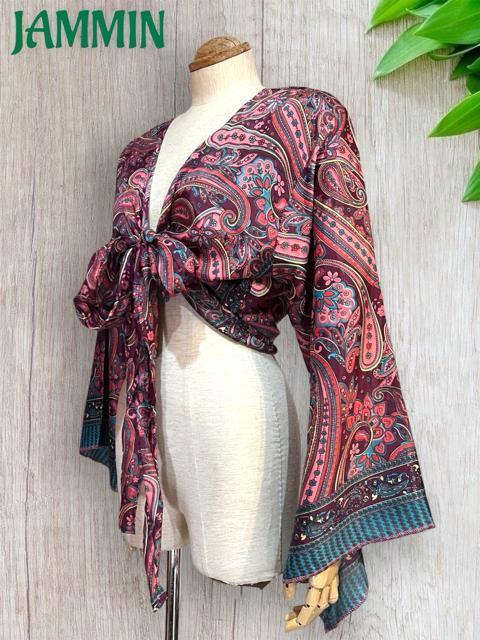 ペーズリー柄フレア袖ボレロ チョリ 衣装 ベリーダンス アジアン ヒッピー < 女性ファッション ペーズリー柄フレア袖ボレロ チョリ 衣装 ベリーダンス アジアン ヒッピー < 女性ファッションの