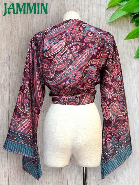 ペーズリー柄フレア袖ボレロ チョリ 衣装 ベリーダンス アジアン ヒッピー < 女性ファッション ペーズリー柄フレア袖ボレロ チョリ 衣装 ベリーダンス アジアン ヒッピー < 女性ファッションの