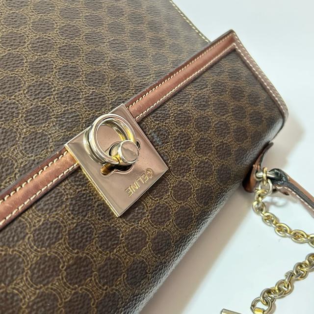 CELINE �}�J�_�� �t�����g�����O���� ���B���e�[�W �Z���[�k PVC ���U�[ �n���h�o�b�O �u���E�� �� �u�����h�� 