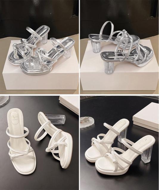 送料無料 新品 クロスストラップサンダルクリアヒール夏靴 < 女性ファッション  送料無料 新品 クロスストラップサンダルクリアヒール夏靴 < 女性ファッションの