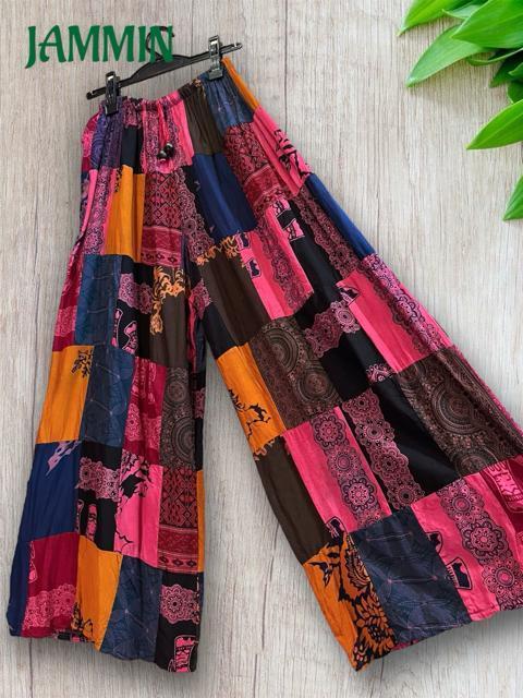 パッチワークワイドパンツ エスニック アジアン ヒッピー 個性派 パッチワーク < 女性ファッション パッチワークワイドパンツ エスニック アジアン ヒッピー 個性派 パッチワーク < 女性ファッションの