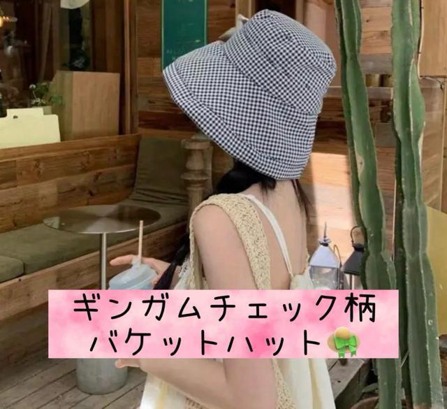 ギンガムチェック柄 バケットハット おしゃれな折り畳み帽子 紐付き帽子 韓国 < 女性ファッション ギンガムチェック柄 バケットハット おしゃれな折り畳み帽子 紐付き帽子 韓国 < 女性ファッションの
