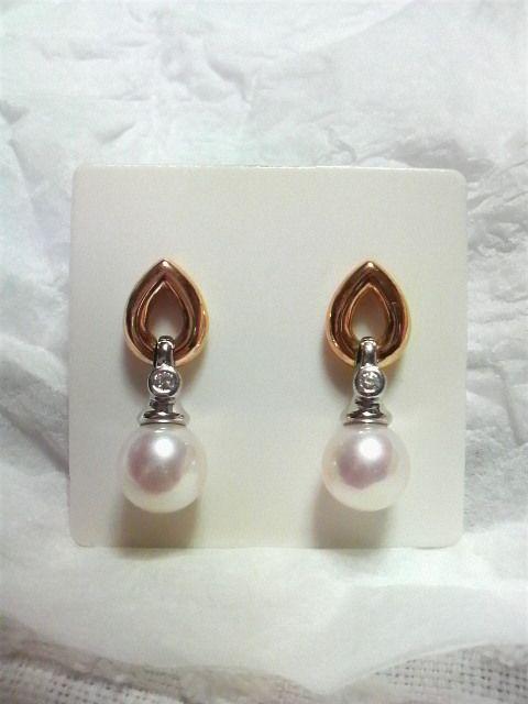 K18/8.5ミリ玉/プラチナ/ダイヤモンド/ 真珠/ Pt/18金 パール < 女性アクセサリー/時計  K18/8.5ミリ玉/プラチナ/ダイヤモンド/ 真珠/ Pt/18金 パール  < 女性アクセサリー/時計の