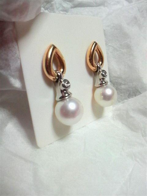 K18/8.5ミリ玉/プラチナ/ダイヤモンド/ 真珠/ Pt/18金 パール < 女性アクセサリー/時計  K18/8.5ミリ玉/プラチナ/ダイヤモンド/ 真珠/ Pt/18金 パール < 女性アクセサリー/時計の