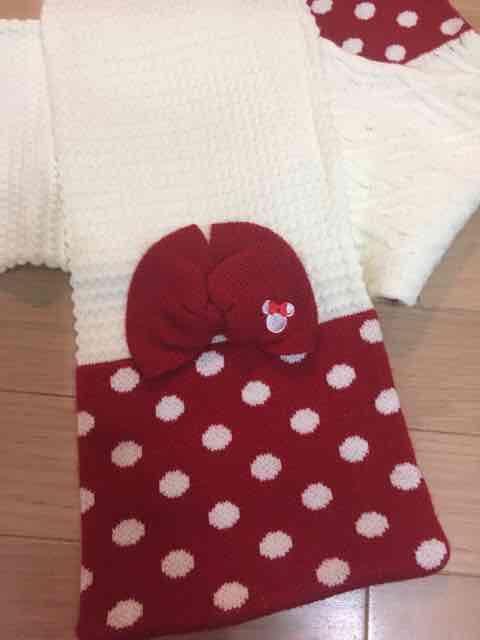 ディズニー ミニーちゃん 水玉×リボンマフラー < 女性ファッション  ディズニー ミニーちゃん 水玉×リボンマフラー < 女性ファッションの