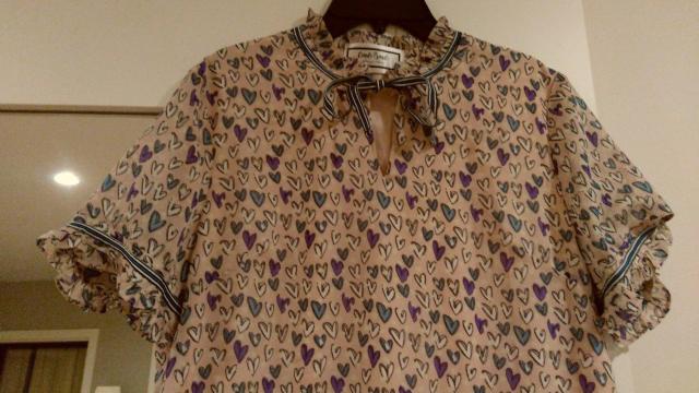 ピンク半袖チュニックミニワンピースハート紫ミニ柄 Мサイズ < 女性ファッション  ピンク半袖チュニックミニワンピースハート紫ミニ柄 Мサイズ < 女性ファッションの