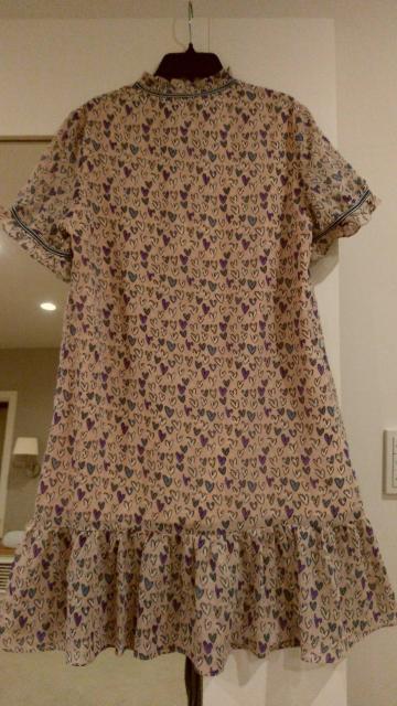 ピンク半袖チュニックミニワンピースハート紫ミニ柄 Мサイズ < 女性ファッション  ピンク半袖チュニックミニワンピースハート紫ミニ柄 Мサイズ < 女性ファッションの