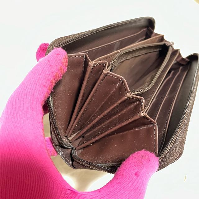 【美品】【山智】 編み込み柄 / ラウンドファスナー / 長財布 ダークブラウン < 男性ファッション 【美品】【山智】 編み込み柄 / ラウンドファスナー / 長財布 ダークブラウン < 男性ファッションの