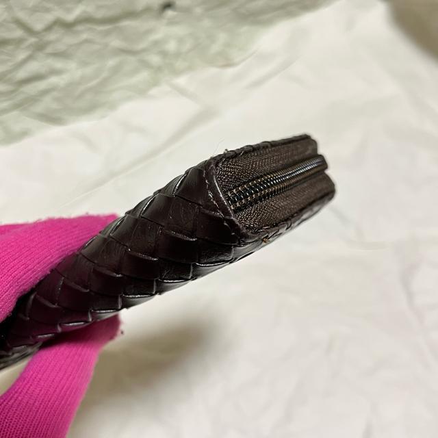 【美品】【山智】 編み込み柄 / ラウンドファスナー / 長財布 ダークブラウン < 男性ファッション 【美品】【山智】 編み込み柄 / ラウンドファスナー / 長財布 ダークブラウン < 男性ファッションの