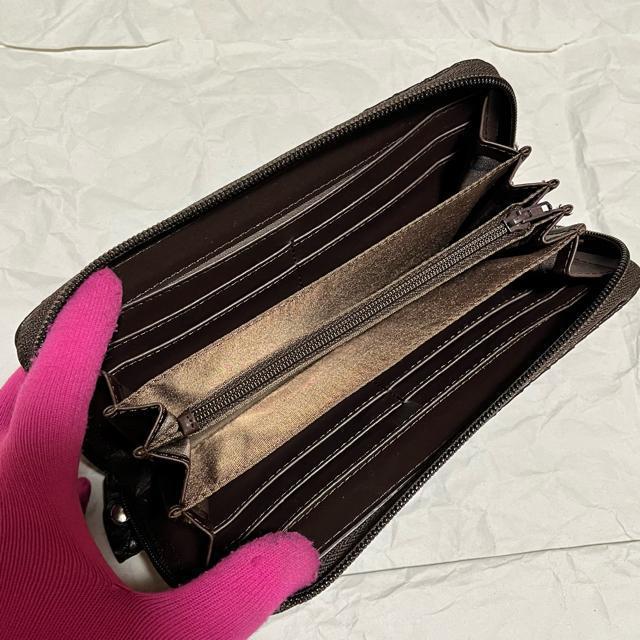 【美品】【山智】 編み込み柄 / ラウンドファスナー / 長財布 ダークブラウン < 男性ファッション 【美品】【山智】 編み込み柄 / ラウンドファスナー / 長財布 ダークブラウン < 男性ファッションの