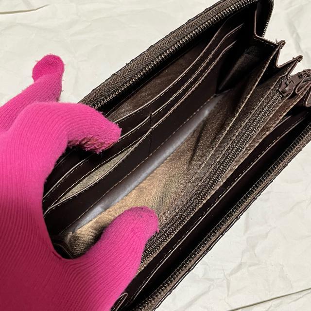 【美品】【山智】 編み込み柄 / ラウンドファスナー / 長財布 ダークブラウン < 男性ファッション 【美品】【山智】 編み込み柄 / ラウンドファスナー / 長財布 ダークブラウン < 男性ファッションの