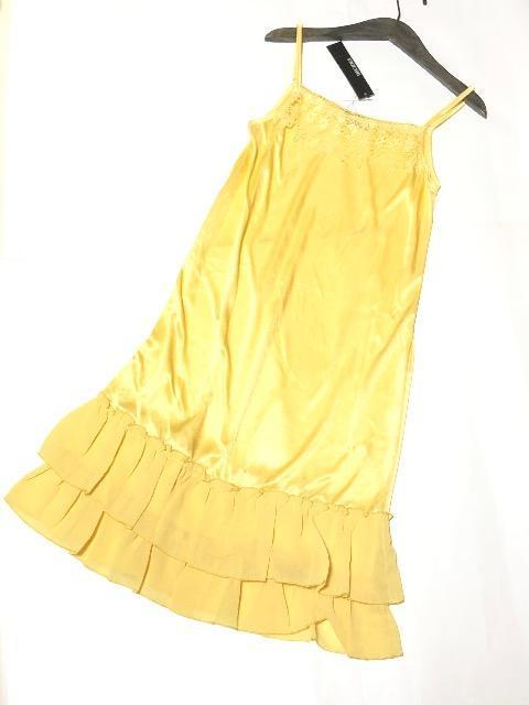 新品〈ロングキャミソール〉スリップ ワンピース イエロー胸元レース(膝下Mサイズ)未開封タグ付き < 女性ファッション  新品〈ロングキャミソール〉スリップ ワンピース イエロー胸元レース(膝下Mサイズ)未開封タグ付き  < 女性ファッションの