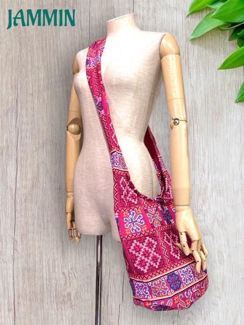 モン族刺繍柄斜め掛けバッグ エスニック ヒッピー アジアン ピンク < 女性ファッション  モン族刺繍柄斜め掛けバッグ エスニック ヒッピー アジアン ピンク  < 女性ファッションの