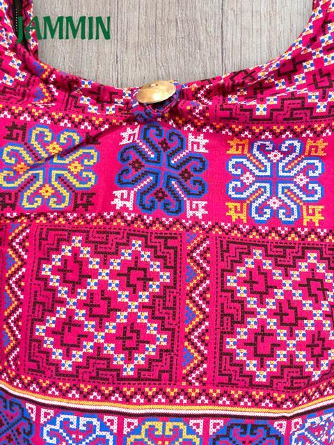 モン族刺繍柄斜め掛けバッグ エスニック ヒッピー アジアン ピンク < 女性ファッション  モン族刺繍柄斜め掛けバッグ エスニック ヒッピー アジアン ピンク < 女性ファッションの