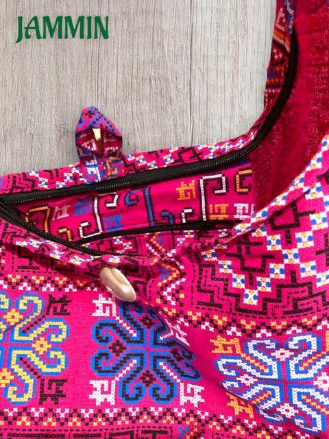 モン族刺繍柄斜め掛けバッグ エスニック ヒッピー アジアン ピンク < 女性ファッション  モン族刺繍柄斜め掛けバッグ エスニック ヒッピー アジアン ピンク < 女性ファッションの