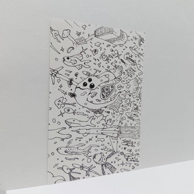 オリジナルイラスト 手描きイラスト 宇宙 ハンドメイド 絵 モノクロ アート 原画 白黒 魚 アナログ illustration < アニメ/コミック/キャラクター  オリジナルイラスト 手描きイラスト 宇宙 ハンドメイド 絵 モノクロ アート 原画 白黒 魚 アナログ illustration < アニメ/コミック/キャラクターの
