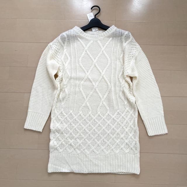 新品 ケーブル編み ニットワンピース ロングニット < 女性ファッション  新品 ケーブル編み ニットワンピース ロングニット < 女性ファッションの