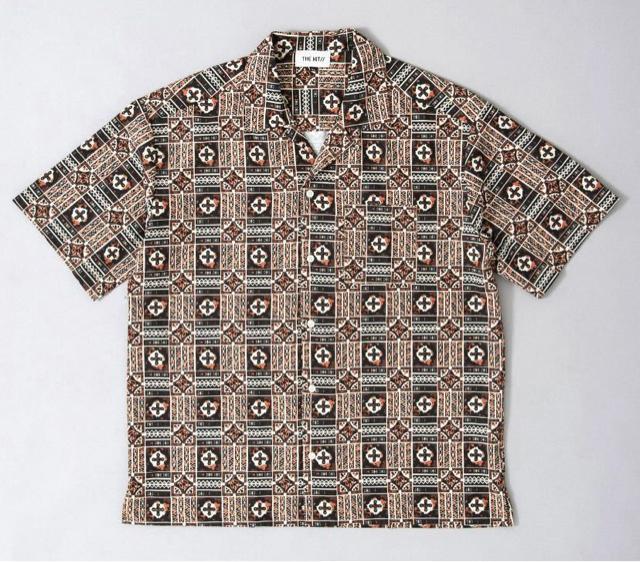 【THE HITSS】ポリドレープ ルーズフィット 総柄 オープンカラーシャツ/開襟アロハシャツ☆ < 男性ファッション  【THE HITSS】ポリドレープ ルーズフィット 総柄 オープンカラーシャツ/開襟アロハシャツ☆  < 男性ファッションの