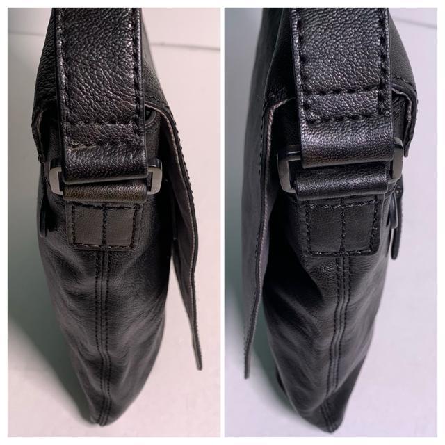 シボ革 本革 レザー メッセンジャーバッグ ショルダーバッグ フラップ式 黒 斜め掛け ESTINE < 男性ファッション  シボ革 本革 レザー メッセンジャーバッグ ショルダーバッグ フラップ式 黒 斜め掛け ESTINE < 男性ファッションの