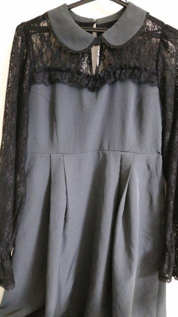 背面レース丸衿黒系ビスチェ風姫袖OP◆大きいサイズ/〜3L◆即決 < 女性ファッション 背面レース丸衿黒系ビスチェ風姫袖OP◆大きいサイズ/〜3L◆即決 < 女性ファッションの