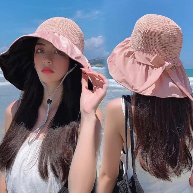 送料無料 新品 サンバイザー バケットハットバックリボン < 女性ファッション  送料無料 新品 サンバイザー バケットハットバックリボン < 女性ファッションの