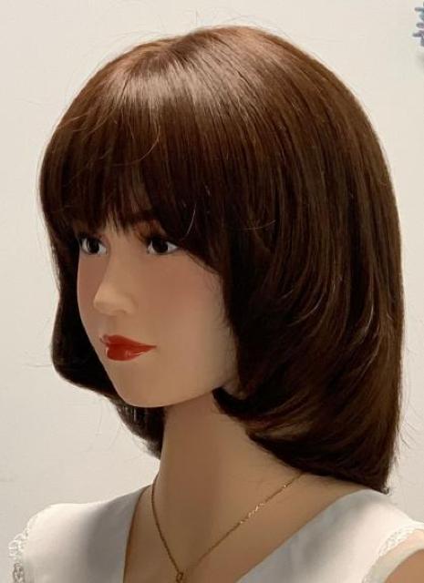 新品 人毛 人工皮膚付きフェースラインカット ロング 明るめブラウン < 女性ファッション  新品 人毛 人工皮膚付きフェースラインカット ロング 明るめブラウン < 女性ファッションの