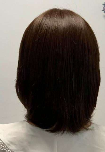 新品 人毛 人工皮膚付きフェースラインカット ロング 明るめブラウン < 女性ファッション  新品 人毛 人工皮膚付きフェースラインカット ロング 明るめブラウン < 女性ファッションの