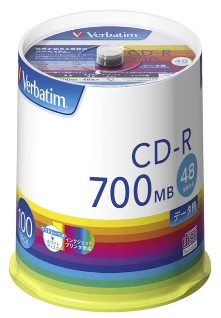 バーベイタムジャパン(Verbatim Japan) 1回記録用 CD-R 700MB 100枚 ホワイトプリンタブル 48倍速 < PC本体/周辺機器  バーベイタムジャパン(Verbatim Japan) 1回記録用 CD-R 700MB 100枚 ホワイトプリンタブル 48倍速  < PC本体/周辺機器の
