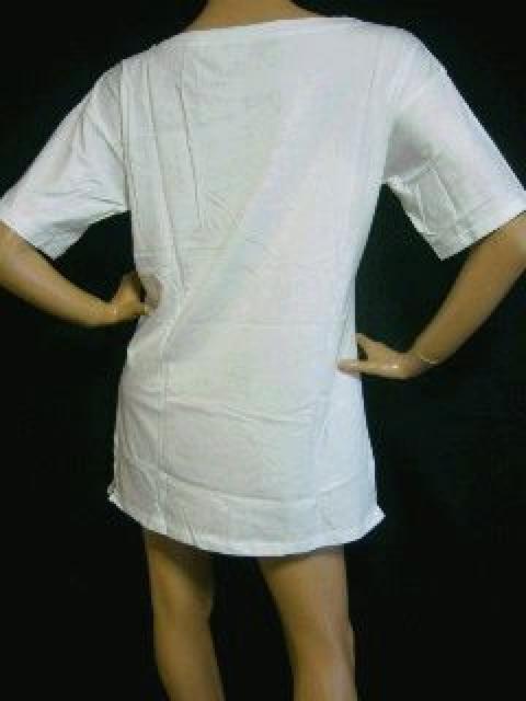 大人気♪LAセレブ 紐ベルト付♪ロングTシャツワンピ ホワイト < 女性ファッション  大人気♪LAセレブ 紐ベルト付♪ロングTシャツワンピ ホワイト < 女性ファッションの