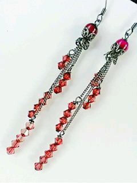 ハンドメイド!ピンクタイガーア&高級ビーズ使用ロングピアス★ < 女性アクセサリー/時計  ハンドメイド!ピンクタイガーア&高級ビーズ使用ロングピアス★  < 女性アクセサリー/時計の