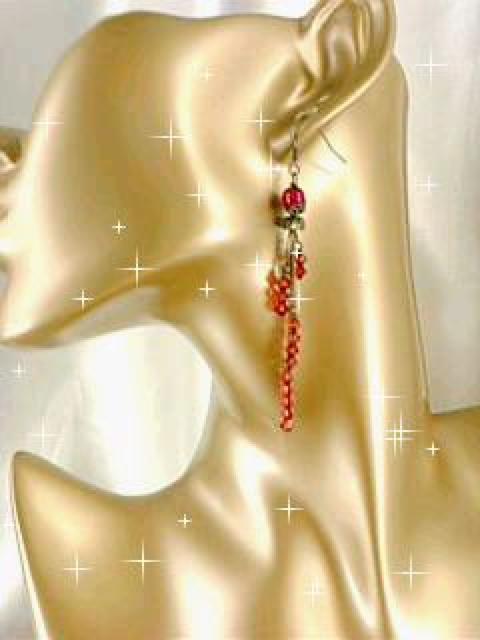 ハンドメイド!ピンクタイガーア&高級ビーズ使用ロングピアス★ < 女性アクセサリー/時計  ハンドメイド!ピンクタイガーア&高級ビーズ使用ロングピアス★ < 女性アクセサリー/時計の