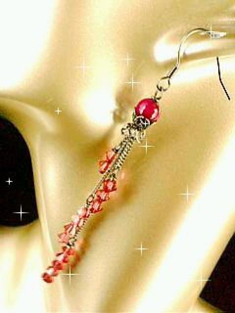 ハンドメイド!ピンクタイガーア&高級ビーズ使用ロングピアス★ < 女性アクセサリー/時計  ハンドメイド!ピンクタイガーア&高級ビーズ使用ロングピアス★ < 女性アクセサリー/時計の