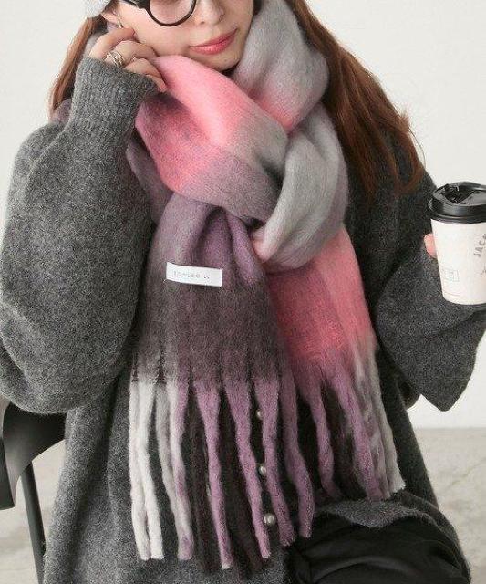 BONLECILLマフラー★マルチチェックのふわふわボリュームマフラー/新品♪ < 女性ファッション BONLECILLマフラー★マルチチェックのふわふわボリュームマフラー/新品♪ < 女性ファッションの