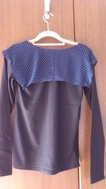 Mサイズ!新品!シフォン!セーラ襟!黒色Tシャツ素材!カットソー < 女性ファッション  Mサイズ!新品!シフォン!セーラ襟!黒色Tシャツ素材!カットソー < 女性ファッションの