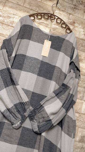 ★★★★★★★★*studio CLIP* BIG 格子チェック タックスリーブワンピース 新品 gray < ブランド  ★★★★★★★★*studio CLIP* BIG 格子チェック タックスリーブワンピース 新品 gray < ブランドの