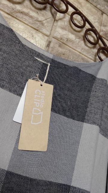 ★★★★★★★★*studio CLIP* BIG 格子チェック タックスリーブワンピース 新品 gray < ブランド  ★★★★★★★★*studio CLIP* BIG 格子チェック タックスリーブワンピース 新品 gray < ブランドの