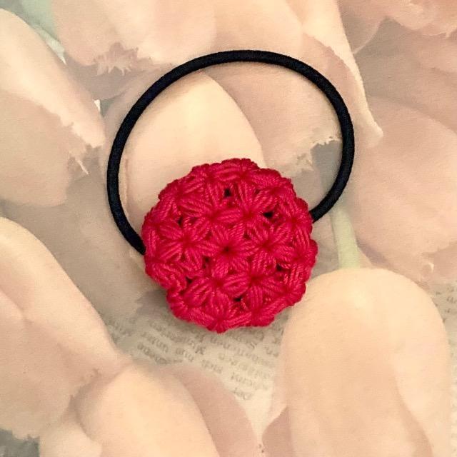 ハンドメイド♪レース編み リフ編みモチーフヘアゴム < 女性ファッション  ハンドメイド♪レース編み リフ編みモチーフヘアゴム  < 女性ファッションの