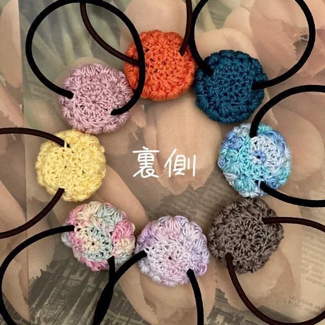 ハンドメイド♪レース編み リフ編みモチーフヘアゴム < 女性ファッション  ハンドメイド♪レース編み リフ編みモチーフヘアゴム < 女性ファッションの