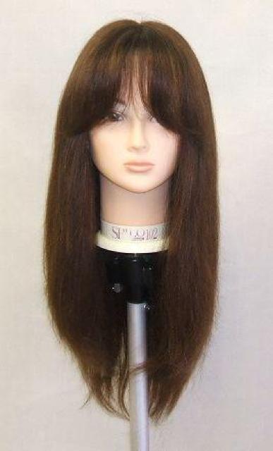 人毛 幅広人工皮膚付き スーパーロング ブラウン < 女性ファッション  人毛 幅広人工皮膚付き スーパーロング ブラウン  < 女性ファッションの