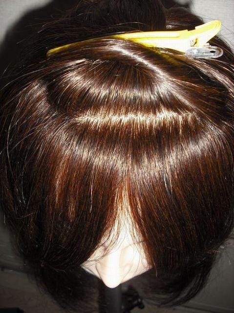 人毛 幅広人工皮膚付き スーパーロング ブラウン < 女性ファッション  人毛 幅広人工皮膚付き スーパーロング ブラウン < 女性ファッションの