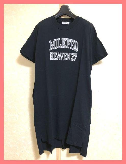 ☆ミルクフェド☆超美品☆完売アメカジビッグロゴ折り返し袖ロングTシャツワンピ☆ < ブランド  ☆ミルクフェド☆超美品☆完売アメカジビッグロゴ折り返し袖ロングTシャツワンピ☆ < ブランドの
