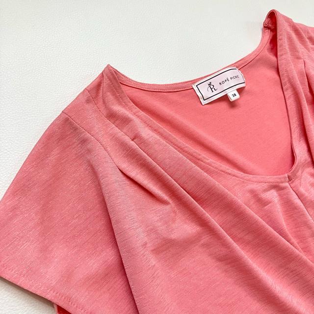 ◆極美品◆ロペピクニック◆ストレッチ素材半袖ブラウス◆サーモンピンク◆Mゆったり < ブランド  ◆極美品◆ロペピクニック◆ストレッチ素材半袖ブラウス◆サーモンピンク◆Mゆったり < ブランドの