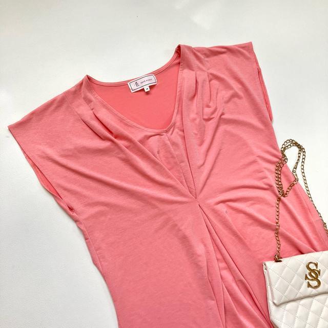 ◆極美品◆ロペピクニック◆ストレッチ素材半袖ブラウス◆サーモンピンク◆Mゆったり < ブランド  ◆極美品◆ロペピクニック◆ストレッチ素材半袖ブラウス◆サーモンピンク◆Mゆったり < ブランドの
