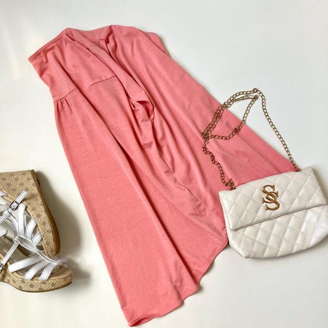 ◆極美品◆ロペピクニック◆ストレッチ素材半袖ブラウス◆サーモンピンク◆Mゆったり < ブランド  ◆極美品◆ロペピクニック◆ストレッチ素材半袖ブラウス◆サーモンピンク◆Mゆったり < ブランドの